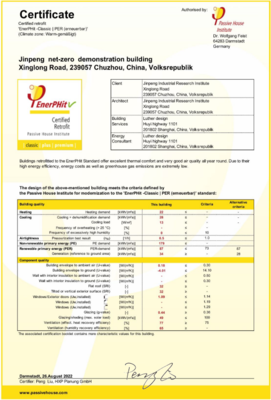 金鵬近零能耗示范樓獲得德國PHI被動房+近零能耗建筑雙認證
